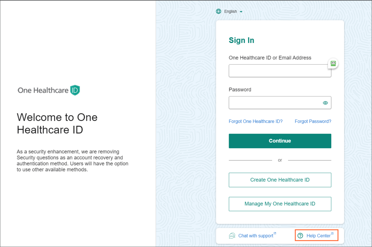 Create New One Healthcare Id
